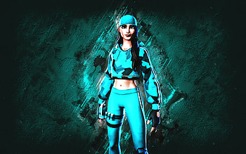 Fortnite Teal Ruby Skin, Fortnite, main characters, turquoise stone background, Teal Ruby, Fortnite skins, Teal Ruby Skin, Teal Ruby Fortnite, Fortnite characters HD wallpaper