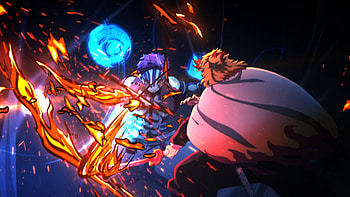 Rengoku Kyojuro vs Akaza, Demon Slayer: Kimetsu no Yaiba, Kyojuro Rengoku, Akaza (Demon Slayer: Kimetsu no Yaiba), Anime HD wallpaper