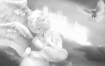 Angel In Heaven, angel, white, castle, heaven, purity HD wallpaper