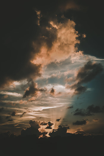Nature, Sunset, Sky, Twilight, Clouds, Beams, Rays, Dusk HD phone wallpaper
