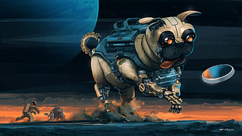 The Space Pug, Sci Fi, dog, pug, futuristic HD wallpaper