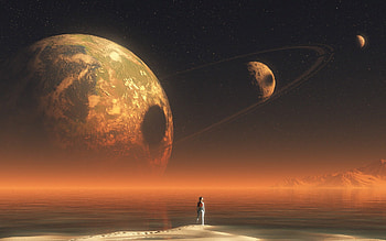 ... Alien looking at the planet HD wallpaper