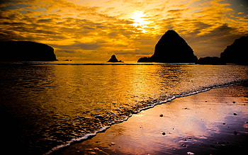 Landscape, Sunset, Sea HD wallpaper
