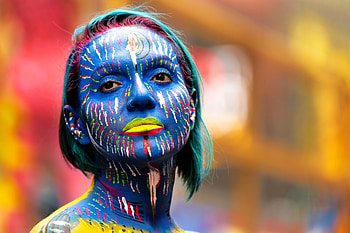 Painted Face, face, model, painted, brunette HD wallpaper