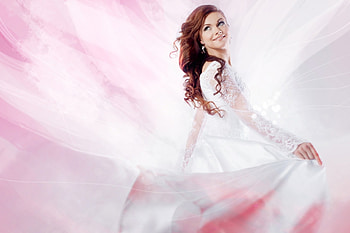 Pretty in Pink, pink, wedding, lace, bride, gown, beauty HD wallpaper