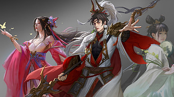 Fantasy couple, red, jxika, pink, fantasy, man, couple, girl HD wallpaper