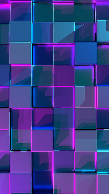 Geometric Abstract, 3D cubes, Neon background, Abstract art HD phone wallpaper