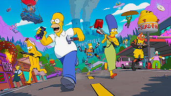 Springfield Royale: The Simpsons x Fortnite, video game, Fortnite, The Simpsons, Homer Simpson, Marge Simpson HD wallpaper