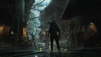 video game, Star Wars Outlaws, Kay Vess, rain, town HD wallpaper