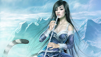 Fantasy, Mountains, Girl, Warrior, Tail HD wallpaper