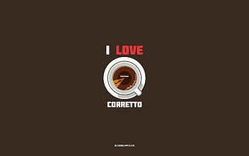 Corretto recipe, , cup with Corretto ingredients, I love Corretto Coffee, brown background, Corretto Coffee, coffee recipes, Corretto ingredients, Corretto HD wallpaper