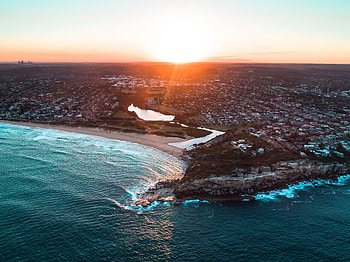 City, coast, aerial view, beach HD wallpaper