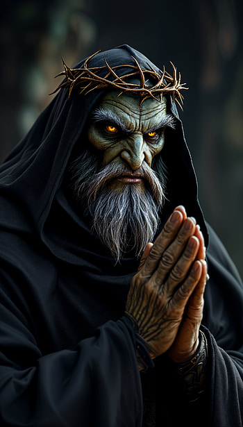 Dark Mystic with Crown of Thorns – Intense , Dark Fantasy, hooded figure HD phone wallpaper