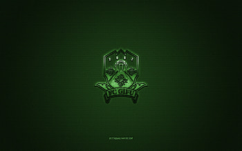 FC Gifu, Japanese football club, green logo, green carbon fiber background, J3 League, football, Gifu, Japan, FC Gifu logo HD wallpaper