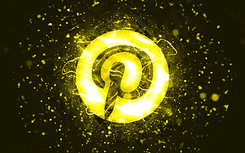 Pinterest yellow logo, , yellow neon lights, creative, yellow abstract background, Pinterest logo, social network, Pinterest HD wallpaper