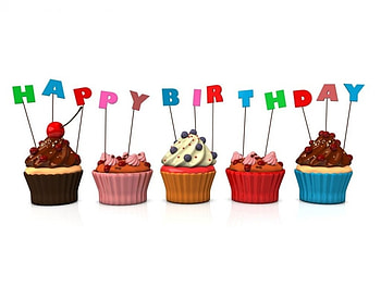 Happy Birtay!, sweet, colorful, white, dessert, birtay, card, cupcake, food HD wallpaper