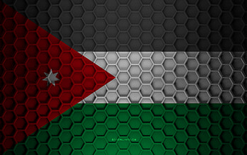 Jordan flag, 3d hexagons texture, Jordan, 3d texture, Jordan 3d flag, metal texture, flag of Jordan HD wallpaper