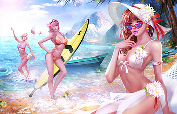 Summer Fun, fun, art, bikini, girls, beach HD wallpaper