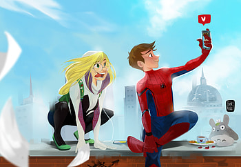 Romantic Marvel Dates, spiderman, gwen-stacy, artwork, digital-art, behance, superheroes HD wallpaper