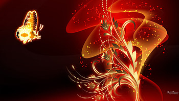Fire Dance Butterfly, flames, hot, gold, leaves, butterfly, fantasy, abstract, fire, blaze HD wallpaper