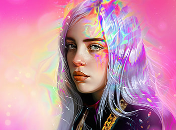 Fanart, singer, celebrity, Billie Eilish HD wallpaper