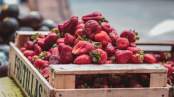 Food, Strawberry, Berries, Basket HD wallpaper