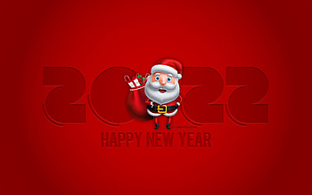 Happy New Year 2022, Santa Claus, , 2022 New Year, 2022 background with Santa Claus, Red 2022 background, 2022 greeting card, New Year 2022 HD wallpaper