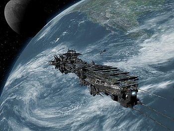 Breaking Orbit, earth, ship, planet, moon, space HD wallpaper