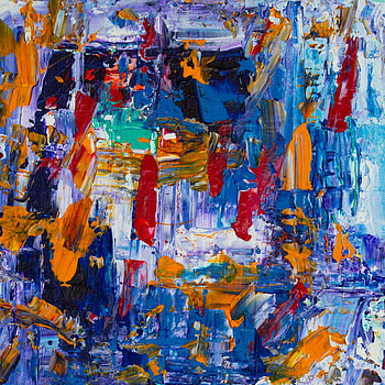 Blue-yellow-red marks, colorful, abstract art HD phone wallpaper
