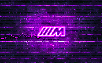 M-sport violet logo, , violet brickwall, M-sport logo, cars brands, M-Sport Team, M-sport neon logo, M-sport, BMW M-sport HD wallpaper