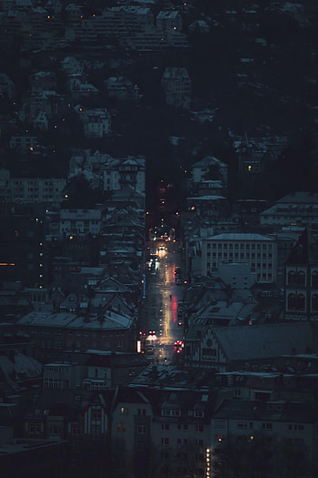 Cities, Building, View From Above, Dark, Road, Night City HD phone wallpaper
