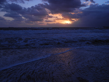 Nature, Sunset, Sea, Twilight, Waves, Beach, Dusk HD wallpaper