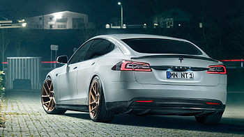 Tesla Model S, , Novitec, Rear three-quarter HD wallpaper