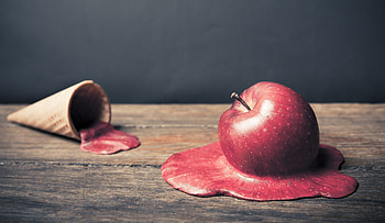 Apple, Ice Cream, Miscellanea, Miscellaneous, Hide, Wafer, Waffle, Horn, Shoehorn, To Conceal HD wallpaper
