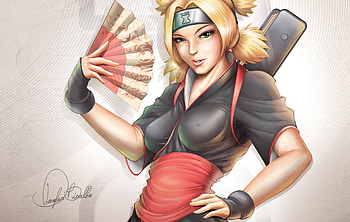 Temari, suna, headband, sand, blonde, ninja, gloves, fan, wing, shinobi, weapon HD wallpaper