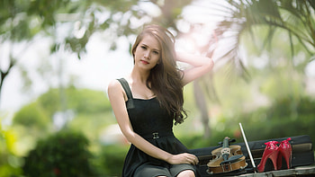 Brunette Girl Violin, girls, blonde, brunette, beautiful, model, face, graphy HD wallpaper