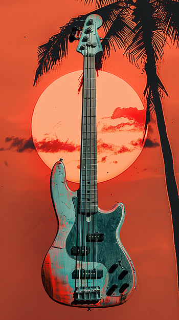 Retro Sunset Guitar, retro, guitar HD phone wallpaper