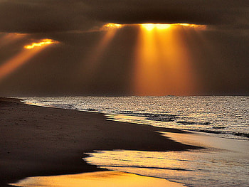 Sun Rays, golden, rays, , sun, sunset, beach HD wallpaper
