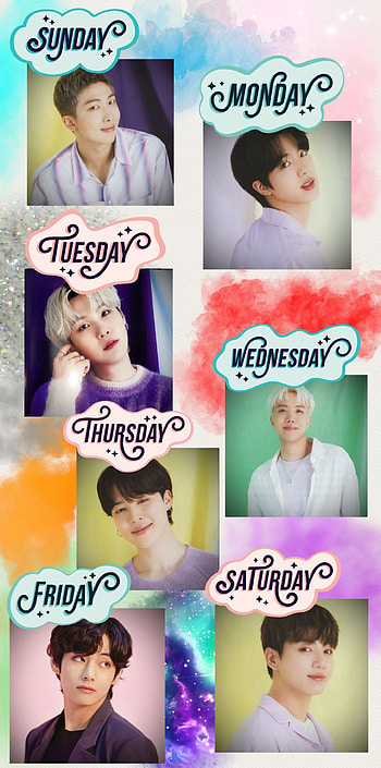 BTS - BTS, Namjoon, Days of The Week, Jungkook, V, Jimin, Suga, J-Hope, Jin HD phone wallpaper