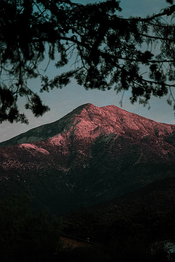 Landscape, Nature, Twilight, Mountain, Dark, Branches, Dusk HD phone wallpaper