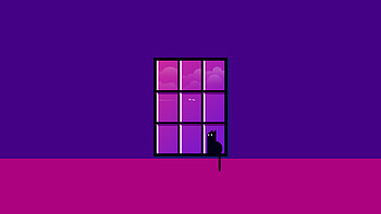Cat Sitting Window Minimal , cat, artist, artwork, digital-art, minimalism, minimalist HD wallpaper