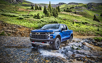 Chevrolet Silverado ZR2, river, 2022 cars, offroad, SUVs, R, 2022 Chevrolet Silverado, american cars, Chevrolet HD wallpaper