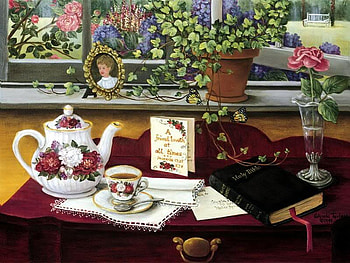 friend, bible, card, teapot, flower HD wallpaper