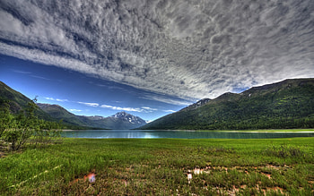Nature, Sky, Mountains, r, Alaska, Lake Eklutna, Lake Ecluthna HD wallpaper