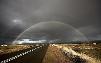 Landscape, Sky, Roads, Rainbow HD wallpaper