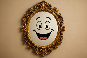 Ornate Mirror with Smiling Face, cartoon HD wallpaper