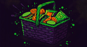 Vibrant Picnic Basket in Stunning Ultra, basket, food, snacks, colorful HD wallpaper