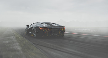Sports, Lamborghini, Cars, Fog, Sports Car, Back View, Rear View, Track, Route, Lamborghini Centenario HD wallpaper