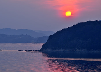 Nature, Sunset, Sea, Japan, Tatsuno HD wallpaper