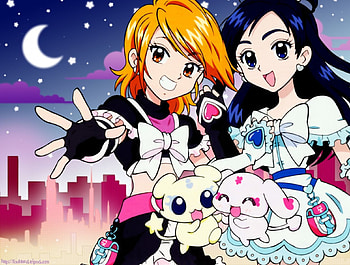 Futari wa Pretty Cure, pretty cure, nagisa, cute, cure black, long hair, dress, nice, cure white, mepple, happy, adorable, female, sexy, sweet, smile, shiling, konoha, hot, blue hair, girl, magical girl, kawaii, mipple, anime girl, precure, anime, pretty, crescent, brown hair, gown, lovely HD wallpaper